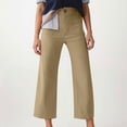 thumbnail image 1 of Womens High Waisted Cropped Wide Leg Stretchy Straight Pants Trousers with Pockets, 1 of 6