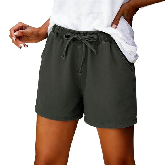 Womens High Waisted Denim Shorts JIANLAI Summer Straight Leg Wave Hem Short Jeans Casual Trendy Jort (XS-S) Gray