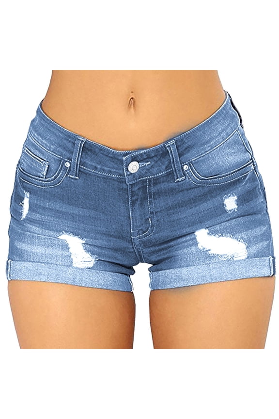Womens High Waisted Denim Shorts Jeans Shorts Ripped Stretchy Jean Girls Bottoms Shorts