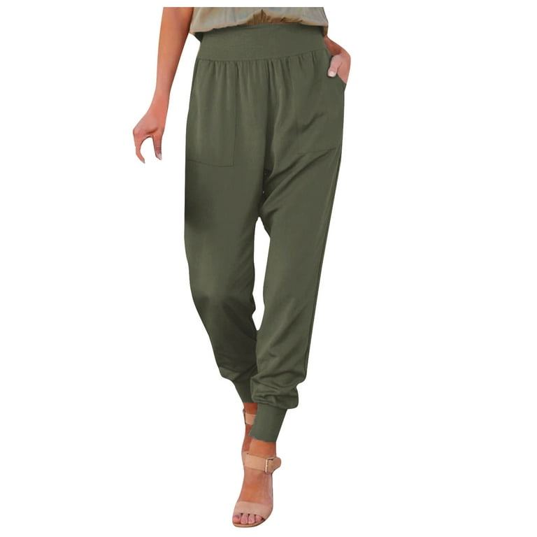 Womens High Waisted Dress Sweatpants Loose Stretch Casual Sports Jogger  Pants with Pockets Comfortable Ankle Trousers 
