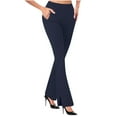 thumbnail image 1 of Womens High Waisted Dress Yoga Pants with Pockets Side Split Casual Work Wide Leg Stretch Palazzo Sweatpants (S, Dark Blue), 1 of 6
