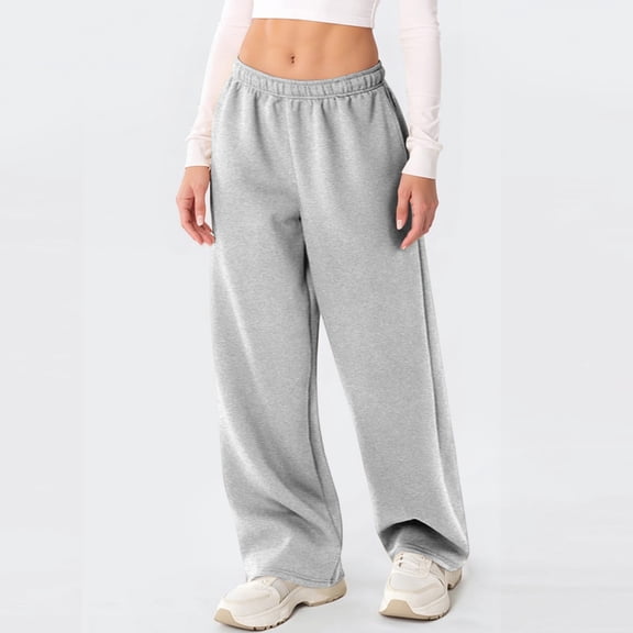 Womens High Waisted Flared Sweatpants Drawstring Casual Lounge Lightweight Wide Leg Pants Light Gray XL