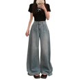 thumbnail image 1 of Womens High Waisted Jeans, Audhol Women's Straight Wide Leg Jeans High Waisted Stretchy Casual Wide Leg Loose Pants Women's Jeans Light Blue S, 1 of 5