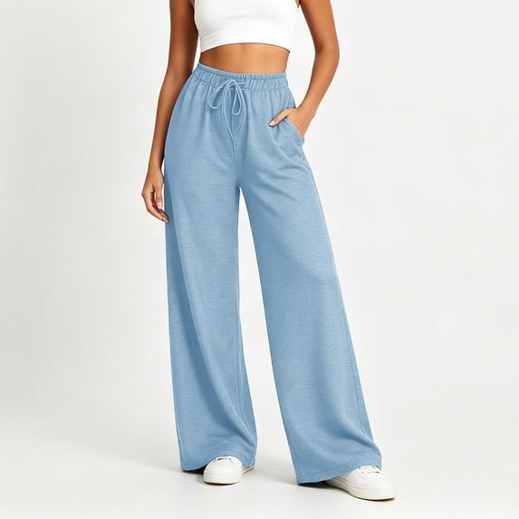 Womens High Waisted Jeans Drawstring Wide Leg Pants for Women Elastic Waisted Raw Hem Jeans with Pockets Womens Casual Y2k Jeans