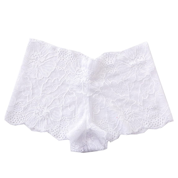 VONCOS Womens High Waisted Lace Panties White Floral Breathable Sheer Underwear for Everyday & Special Occasions,Size XL