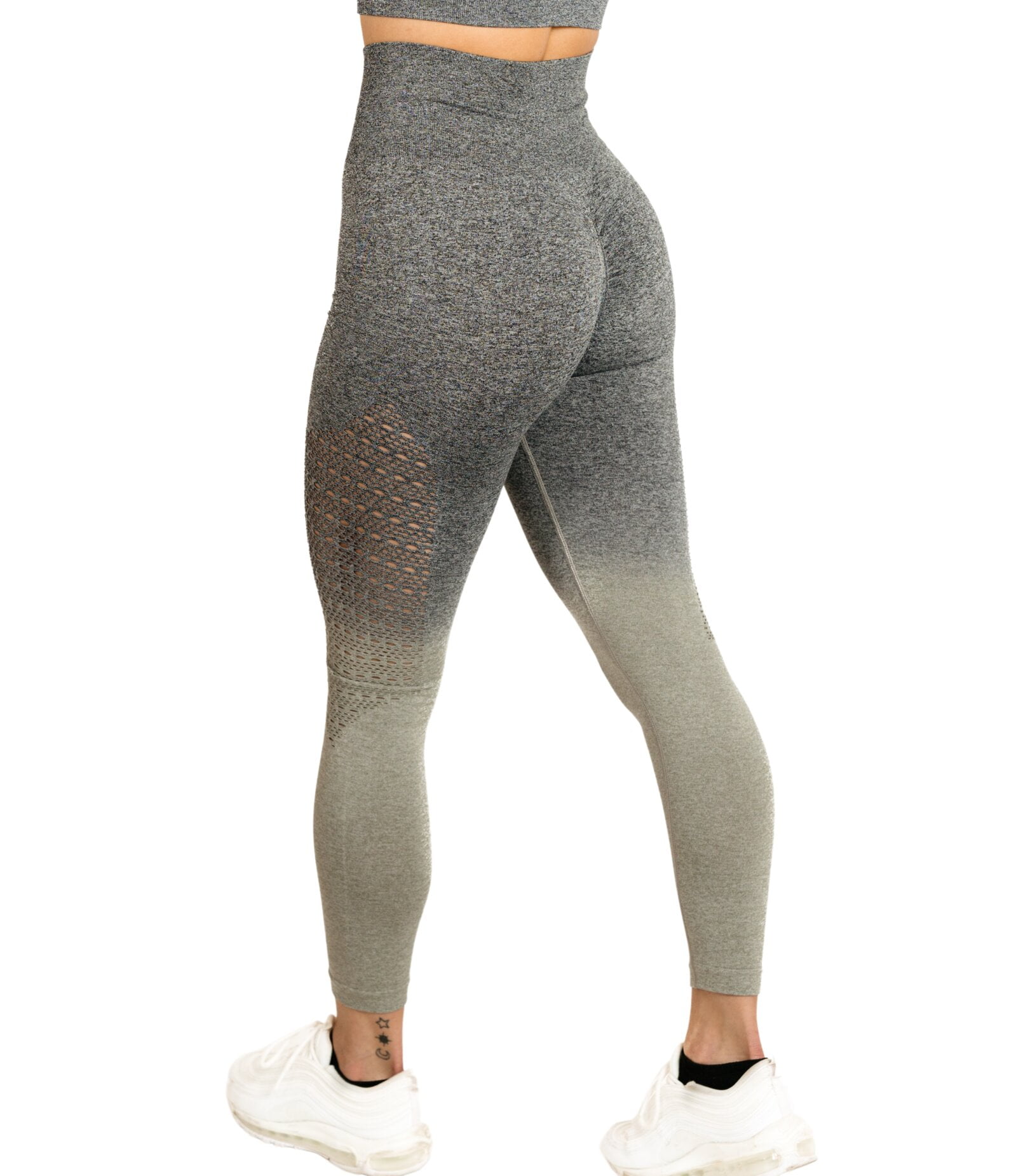 Womens High Waisted Leggings Butt Lifting Seamless Ombre for Gym Workout  Yoga Running by MAXXIM Charcoal Heather Gray X-Large