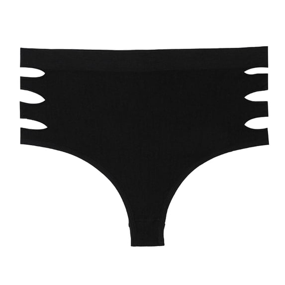 VONCOS Womens High Waisted Panties with Side Cut Out Design - Soft Stretch Nylon Spandex Underwear - Black, 1 Piece,Size XL