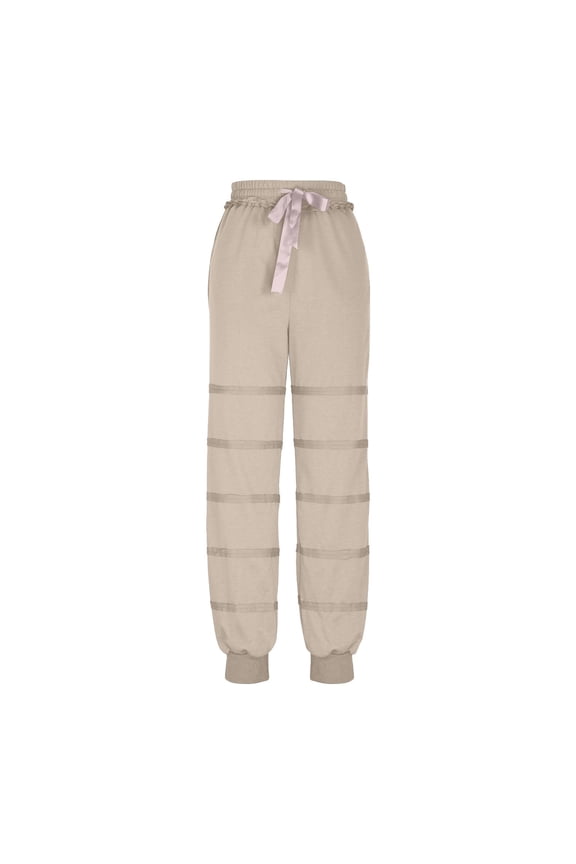 Womens High Waisted Pants Elastic Drawstring Striped Tapered Trousers Fall Jogger Sport Sweatpants