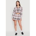 thumbnail image 1 of Womens High Waisted Plaid Flannel Mini Skater Skirt, 1 of 4