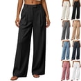 thumbnail image 1 of Womens High Waisted Pleated Wide Leg Work Pants Dressy Teachers Trousers Wrinkle Free Suit Slacks Flowy Business Office Fall Bottoms with Pockets, Black, S, 1 of 8