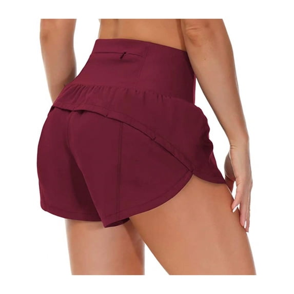 Womens High Waisted Running Shorts Quick Dry Athletic Workout Shorts With Mesh Liner Zipper Pockets Loose Fit