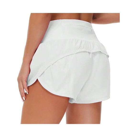 Womens High Waisted Running Shorts Quick Dry Athletic Workout Shorts With Mesh Liner Zipper Pockets Loose Fit