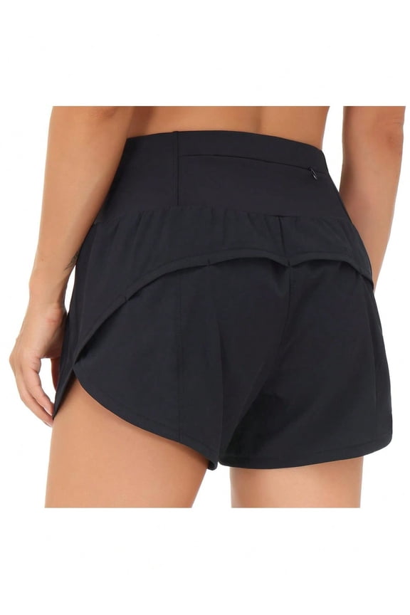 Womens High Waisted Running Shorts Quick Dry Athletic Workout Shorts With Mesh Liner Zipper Pockets Loose Fit