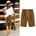 thumbnail image 1 of Womens High Waisted Running Shorts Quick Dry Athletic Workout Shorts with Pockets Vmvidoty Solid Color Fashionable Shorts Brown XL, 1 of 3