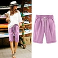 thumbnail image 1 of Womens High Waisted Running Shorts Quick Dry Athletic Workout Shorts with Pockets Vmvidoty Solid Color Fashionable Shorts Pink S, 1 of 3