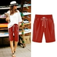 thumbnail image 1 of Womens High Waisted Running Shorts Quick Dry Athletic Workout Shorts with Pockets Vmvidoty Solid Color Fashionable Shorts Red S, 1 of 3