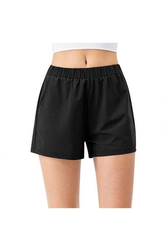 Womens High Waisted Running Shorts Quick Dry Stretch Fitness Shorts Elastic Shorts Pant 2025 Casual Lounge & Sleep Breathable Active Wear in Solid Colors