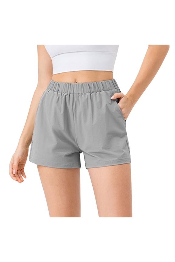 Womens High Waisted Running Shorts Quick Dry Stretch Fitness Shorts Elastic Shorts Pant 2025 Casual Lounge & Sleep Breathable Active Wear in Solid Colors