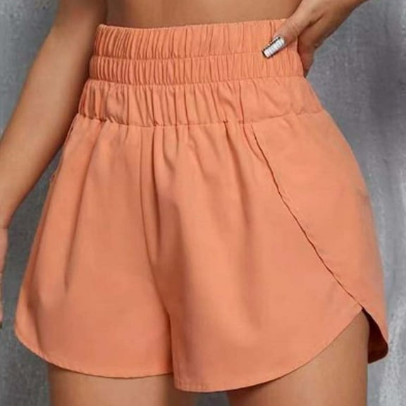 Womens High Waisted Running Shorts Solid Elastic Summer Quick Dry Athletic Workout Shorts,Flowy Gym Yoga Shorts for Women 2023