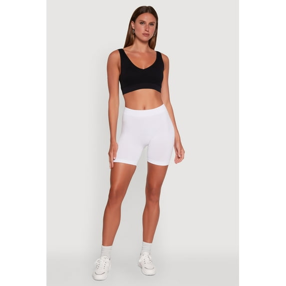 Womens High Waisted Seamless Biker Shorts