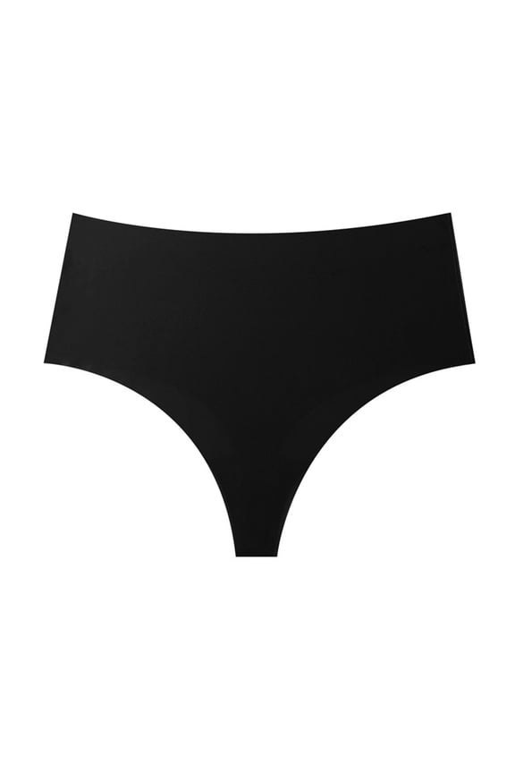 Womens High Waisted Seamless Underwear Comfort Stretch Nylon Spandex Smoothing Tummy Control Invisible No Show Panties Black,Size 2XL