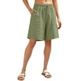 thumbnail image 1 of Womens High Waisted Shorts New Running Shorts for Women Casual Loose Elastic Waist Lounge Athletic Workout Short Pants Summer 2025 Fashion Shorts Army Green 3XL, 1 of 6