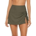 thumbnail image 1 of Charmo Womens High Waisted Split Swim Skirt Ruched Drawstring Skirted Swim Bottoms with Built-in Brief, 1 of 7
