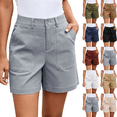 thumbnail image 1 of Womens High Waisted Straight Leg Shorts with Pockets Casual Twill Stretchy Loose Summer Travel Outdoor Hiking Shorts,Sizes S-2XL, 1 of 10