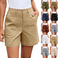 thumbnail image 1 of Womens High Waisted Straight Leg Shorts with Pockets Casual Twill Stretchy Loose Summer Travel Outdoor Hiking Shorts,Sizes S-2XL, 1 of 10