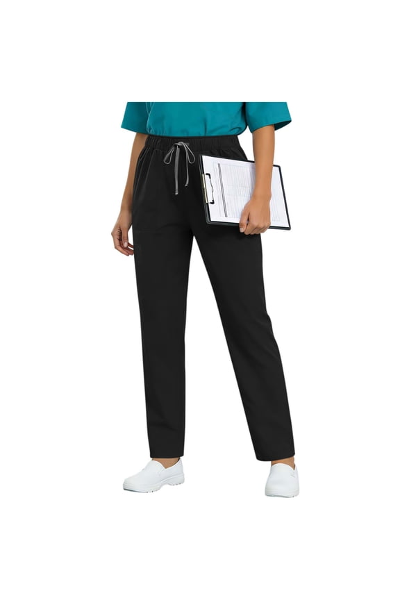 Womens High Waisted Stretchy Scrub Pants with Cargo Pockets Straight Leg Work Uniform for Nurse Medical,Size 2XL