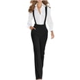 thumbnail image 1 of Womens High Waisted Suspender Pants Wide Leg Wrinkle Resistant Palazzo Pants for Work Weekend Black,Size M, 1 of 9