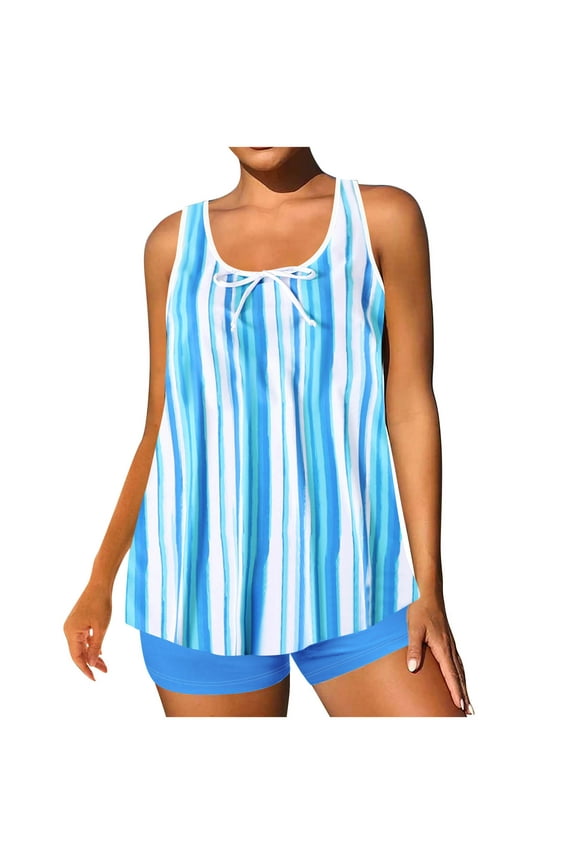 Womens High Waisted Swimsuits Floral Print Tankini with Boy Shorts Plus Size Tummy Control Vintage Bathing Suit