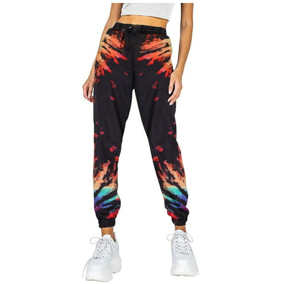 Womens High Waisted Tie Dye Sweatpants Loose Fit Casual Jogger Pants Athletic Workout Running Gym Pants Trousers