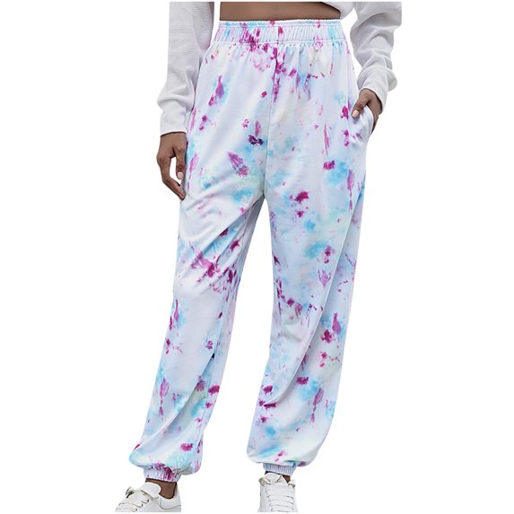 Womens High Waisted Tie Dye Sweatpants Loose Fit Casual Jogger Pants Athletic Workout Running Gym Pants Trousers
