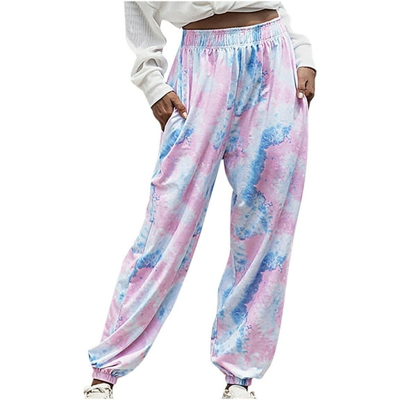 Womens High Waisted Tie Dye Sweatpants Loose Fit Casual Jogger Pants Athletic Workout Running Gym Pants Trousers