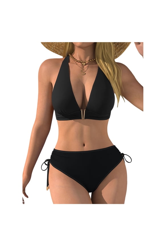 Womens High Waisted Two Piece Swimsuit Full Coverage Bathing Suit Tummy Control Bikini Set Push Up Swimwear 2 Piece Bathing Suit Mesh Modest Two Piece 2026 Swimsuit