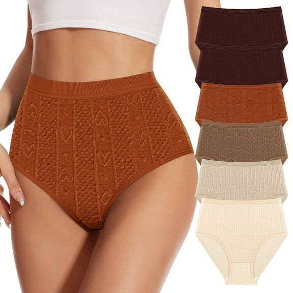 Womens High Waisted Underwear Cotton Panties Soft Stretch Breathable Comfy Full Coverage Briefs 6 Pack