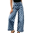 thumbnail image 1 of Womens High Waisted Wide Leg Jeans Ruffle Hem Pants Dot, Baggy, Barrel Denim with Pockets, Stretchy, Y2K Vintage, Streetwear, for Summer Fall Daily, 1 of 5