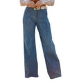 thumbnail image 1 of Womens High Waisted Wide Leg Jeans with Button Front and Front Pockets Slightly Stretchy Durable Denim Pants Everyday, 1 of 4