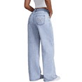 thumbnail image 1 of Womens High-Waisted Wide-Leg Y3k Jeans Fashion Casual Pants with Bow Embroidered Pockets,M, 1 of 7
