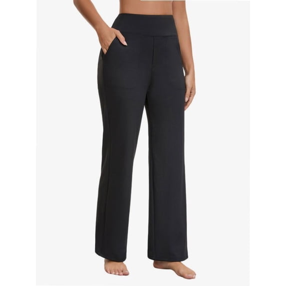 Womens High Waisted Wide Leg Yoga Pants with Pockets Elastic Casual Sportswear Pants