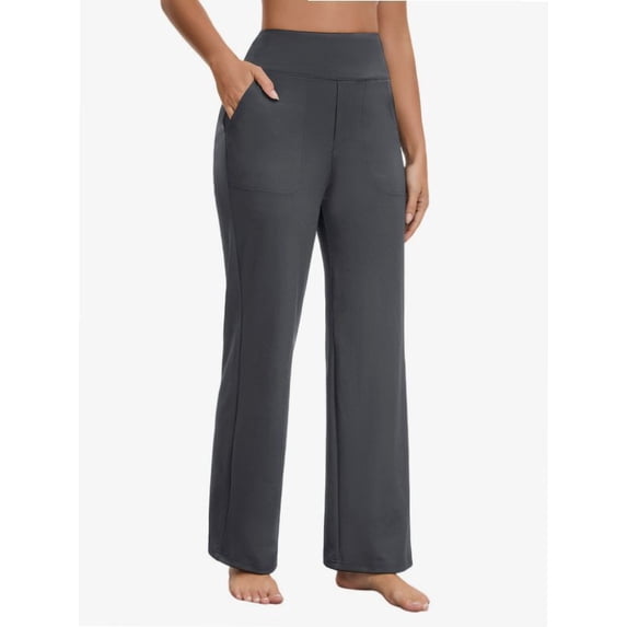 Womens High Waisted Wide Leg Yoga Pants with Pockets Elastic Casual Sportswear Pants