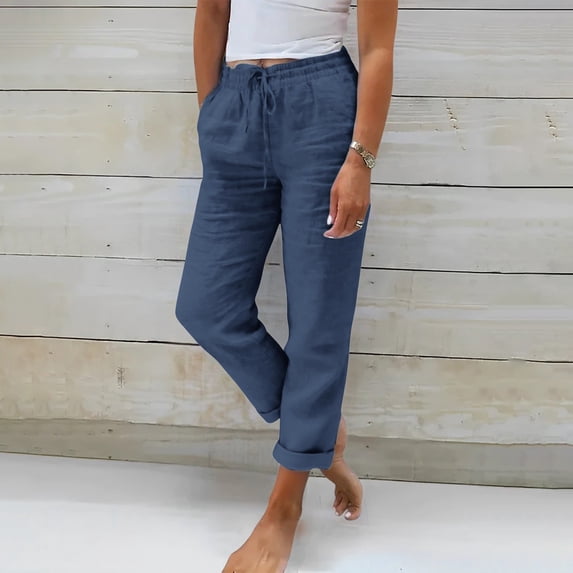 Womens High Waisted Work Pants with Pockets, Comfortable Stretchy Office Trousers for Business Casual Travel and Everyday Wear