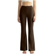 thumbnail image 1 of Womens High Waisted Yoga Pants Stretchy Flared Leggings Soft Pull-On Bell Bottoms Workout Outfits for Women (S, Brown), 1 of 6