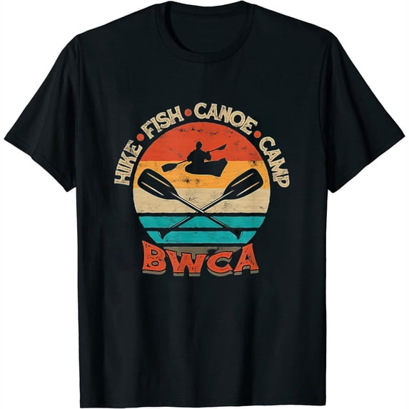 Womens Hike Fish Canoe Camp BWCA - River Canoeing Camping Vacation T-Shirt Black Large