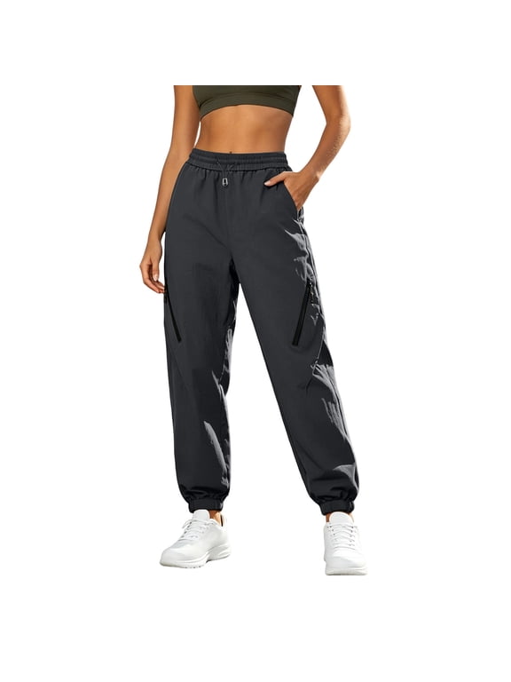 Womens Hiking Cargo Pants Quick Dry Lightweight Trousers UPF 50+,Zip Pockets, Elastic Waist, Breathable,Taper Cuff,Waterproof,Petite Regular,for Travel Camping Climbing,Hiking