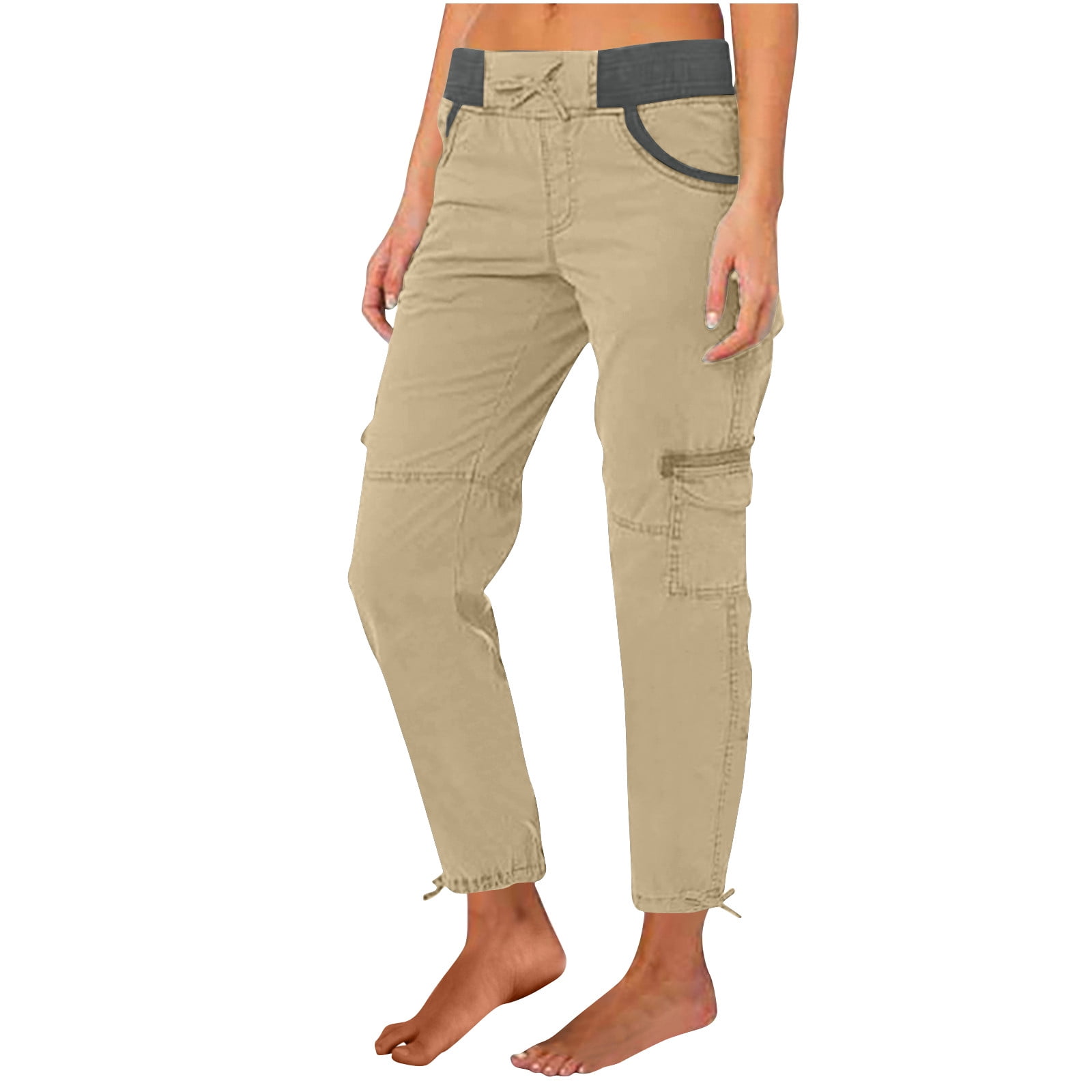 Womens Hiking Pants Athletic Cargo Pants Lightweight Drawstring Waist