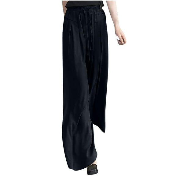 ZQUUVOU Womens Hiking Pants Casual Drying Sun Protection Lightweight And High Elastic Wide Leg Pants For Spring And Summer Black