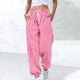 thumbnail image 1 of Womens Hiking Pants Lightweight New Baggy Sweatpants Women Striped Casual Elastic High Waisted Pajamas Pants Workout Running Joggers Trousers Pinky XXL, 1 of 5