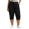 thumbnail image 1 of Womens Hiking Pants Quick Dry Capris Cargo Pants Summer Plus Size Solid Color Elastic Waist Casual Workwear Pants With Pockets Pants, 1 of 8